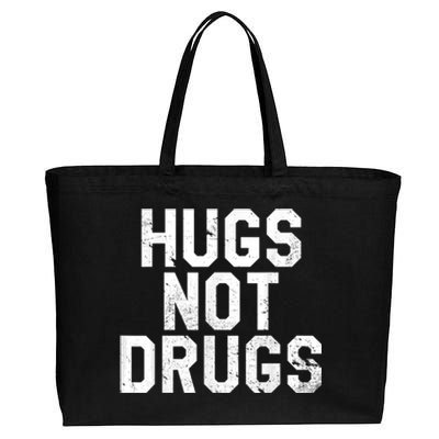 Hugs Not Drugs Distressed Jumbo Print Graphic Cotton Canvas Jumbo Tote