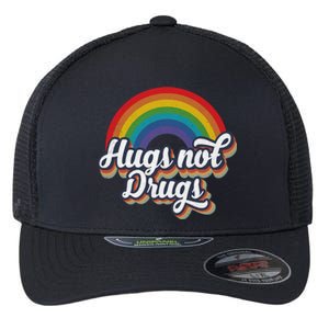 Hugs Not Drugs Rainbow Flexfit Unipanel Trucker Cap