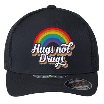 Hugs Not Drugs Rainbow Flexfit Unipanel Trucker Cap