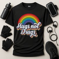 Hugs Not Drugs Rainbow Cooling Performance Crew T-Shirt