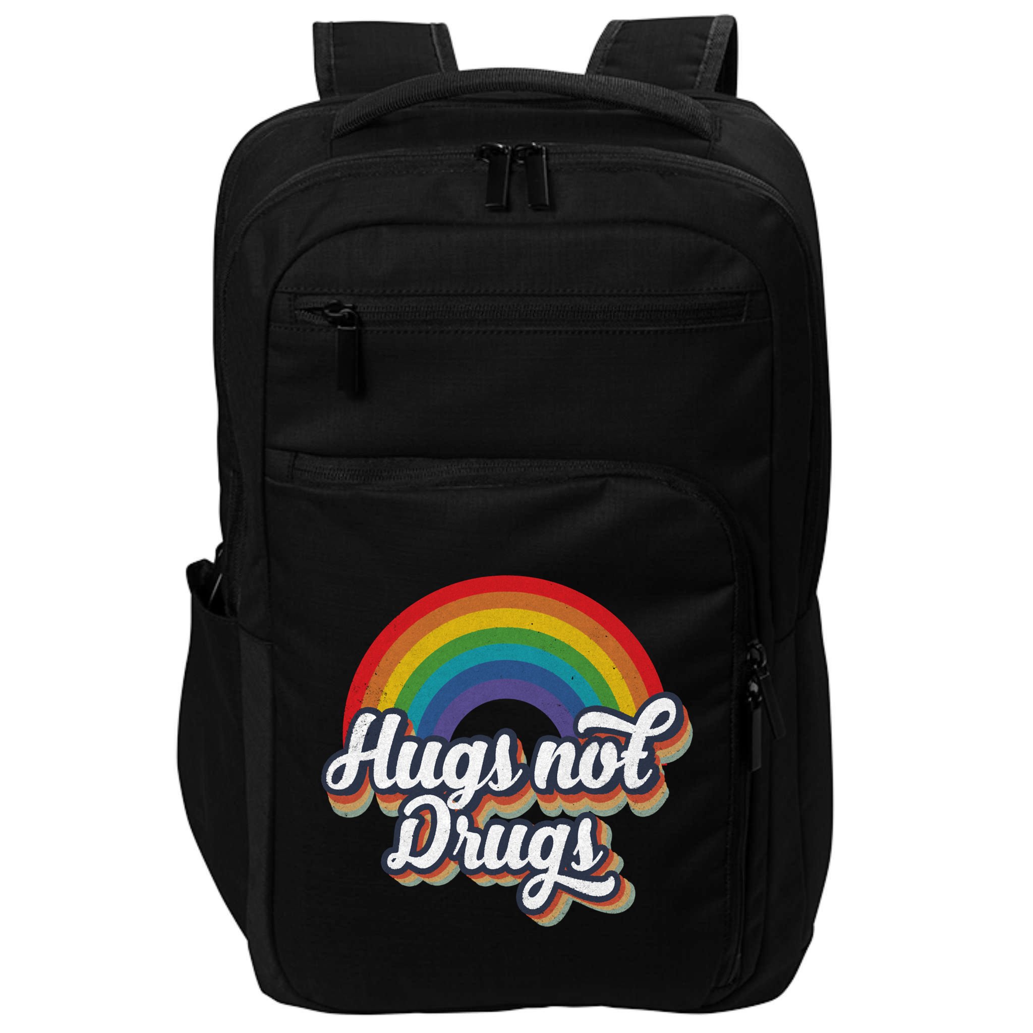 Hugs Not Drugs Rainbow Impact Tech Backpack
