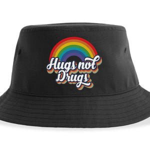 Hugs Not Drugs Rainbow Sustainable Bucket Hat