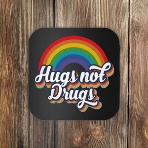 Hugs Not Drugs Rainbow Coaster