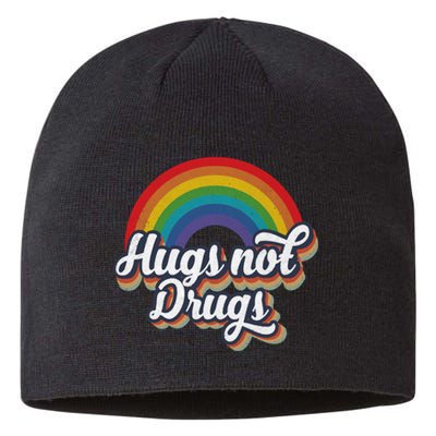 Hugs Not Drugs Rainbow Sustainable Beanie