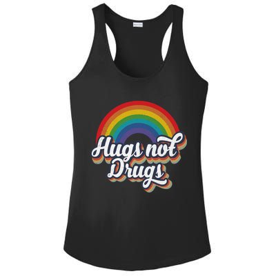 Hugs Not Drugs Rainbow Ladies PosiCharge Competitor Racerback Tank