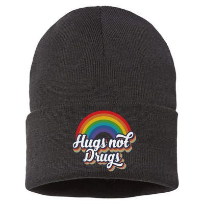 Hugs Not Drugs Rainbow Sustainable Knit Beanie