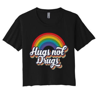 Hugs Not Drugs Rainbow Crop Top