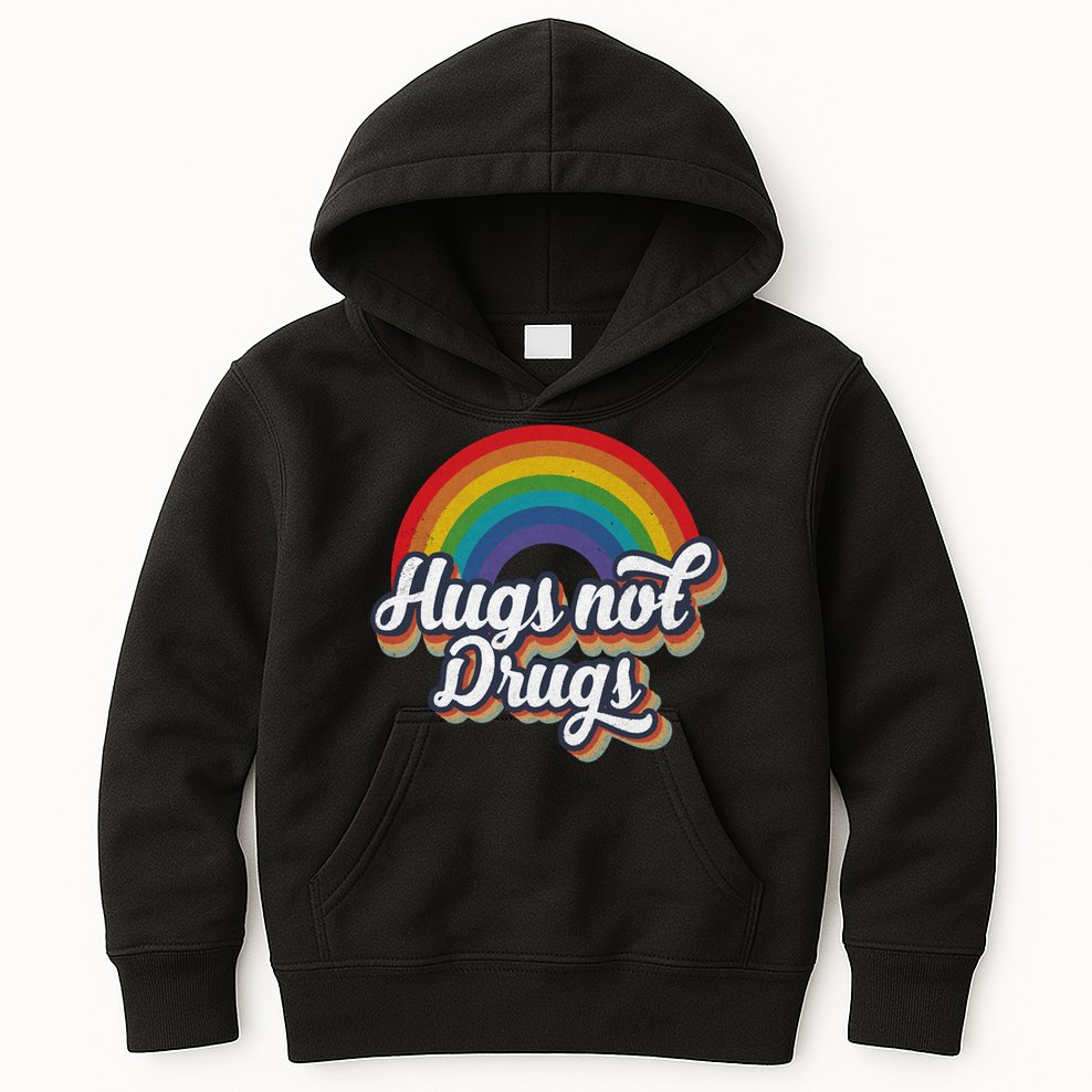 Hugs Not Drugs Rainbow Kids Hoodie