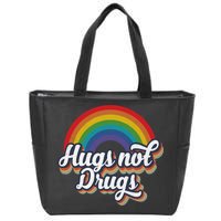 Hugs Not Drugs Rainbow Zip Tote Bag
