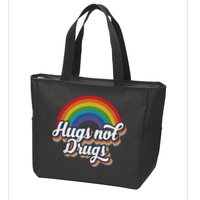 Hugs Not Drugs Rainbow Zip Tote Bag