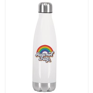 Hugs Not Drugs Rainbow Stainless Steel Insulated Water Bottle