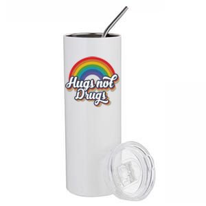 Hugs Not Drugs Rainbow Stainless Steel Tumbler