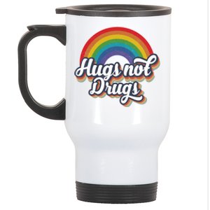 Hugs Not Drugs Rainbow Stainless Steel Travel Mug