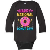 Happy National Donuts Day Baking Funny Baker Lover Girl Baby Long Sleeve Bodysuit