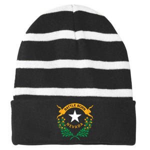 Happy Nevada Day Striped Beanie with Solid Band