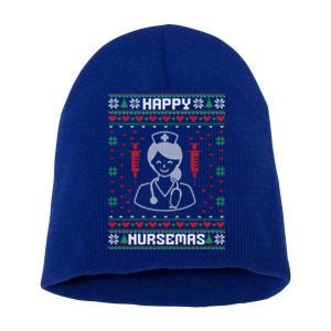 Happy Nursemas Funny Ugly Christmas Nurse Holiday Design Meaningful Gift Short Acrylic Beanie