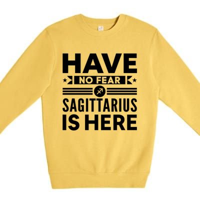 Have No Fear Sagittarius Is Here Horoscope Sign Gift Premium Crewneck Sweatshirt