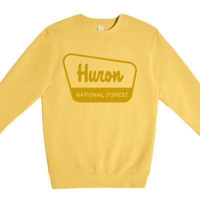 Huron National Forest Vintage Inspired Sign Graphic Gift Premium Crewneck Sweatshirt