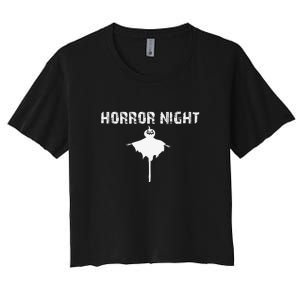 Horror Night | Funny Happy Halloween Women's Crop Top Tee