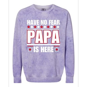 Have No Fear Papa Is Here Funny Paworful Father's Day Saying Colorblast Crewneck Sweatshirt