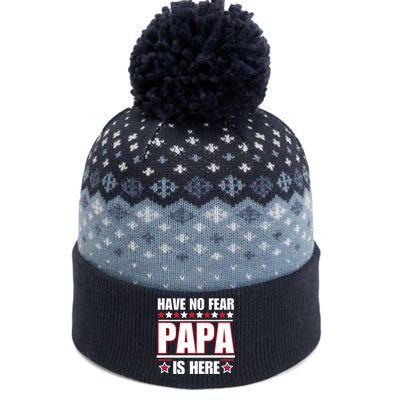 Have No Fear Papa Is Here Funny Paworful Father's Day Saying The Baniff Cuffed Pom Beanie