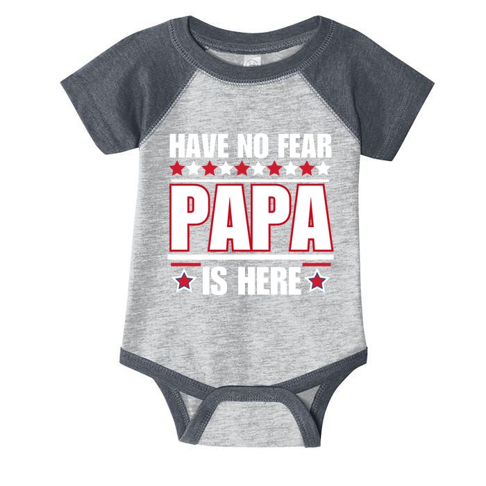 Have No Fear Papa Is Here Funny Paworful Father's Day Saying Infant Baby Jersey Bodysuit