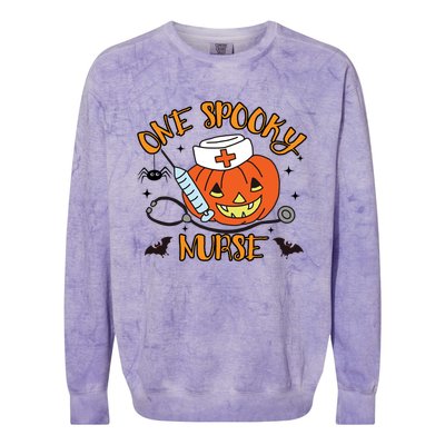 Halloween Nurse Funny Gift Nurses One Spooky Nurse Gift Colorblast Crewneck Sweatshirt