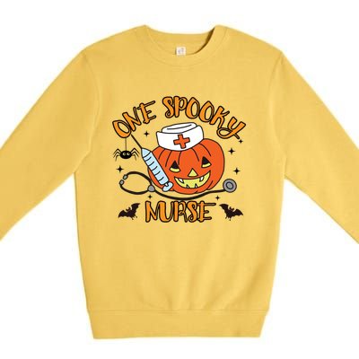 Halloween Nurse Funny Gift Nurses One Spooky Nurse Gift Premium Crewneck Sweatshirt