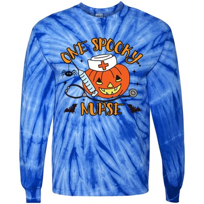 Halloween Nurse Funny Gift Nurses One Spooky Nurse Gift Tie-Dye Long Sleeve Shirt