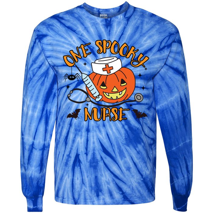 Halloween Nurse Funny Gift Nurses One Spooky Nurse Gift Tie-Dye Long Sleeve Shirt