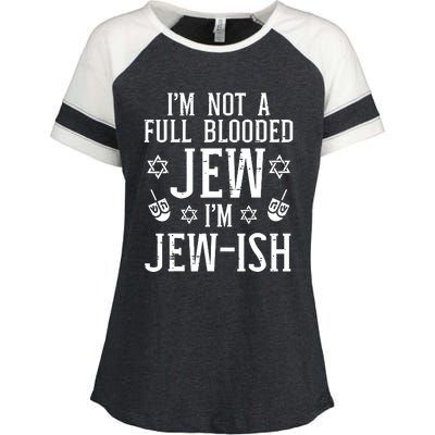 Hanukkah Not Full Blooded Jew Jewish Chanukah Enza Ladies Jersey Colorblock Tee