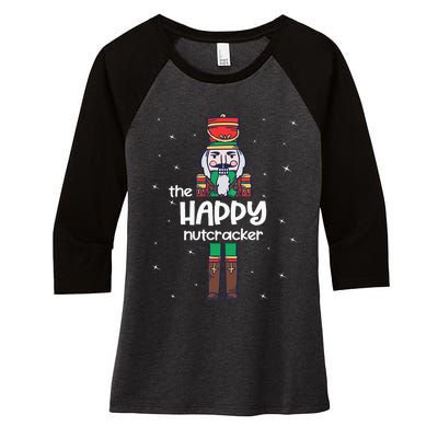 Happy Nutcracker Family Matching Funny Pajama Women's Tri-Blend 3/4-Sleeve Raglan Shirt