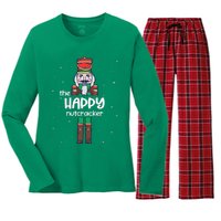 Happy Nutcracker Family Matching Funny Pajama Women's Long Sleeve Flannel Pajama Set 