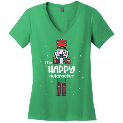 Happy Nutcracker Family Matching Funny Pajama Women's V-Neck T-Shirt