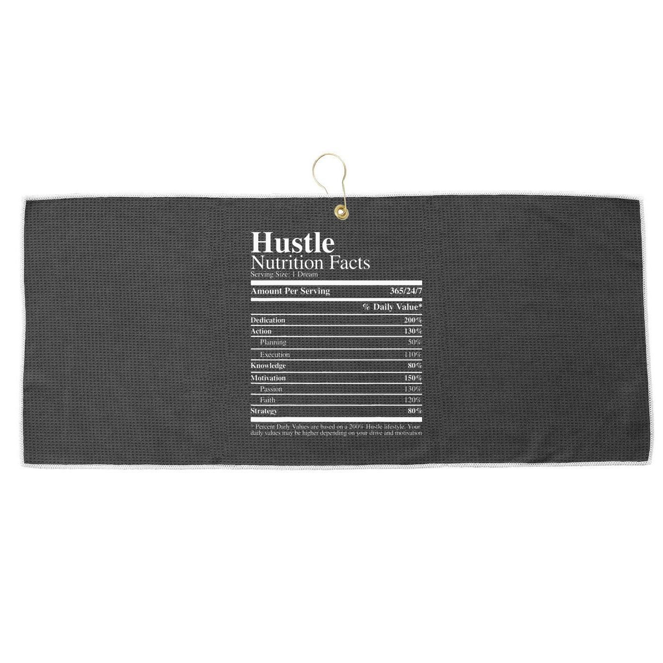 Hustle Nutrition Facts Hustle Hard Large Microfiber Waffle Golf Towel