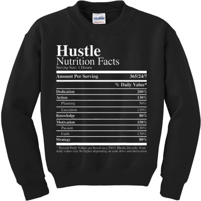Hustle Nutrition Facts Hustle Hard Kids Sweatshirt