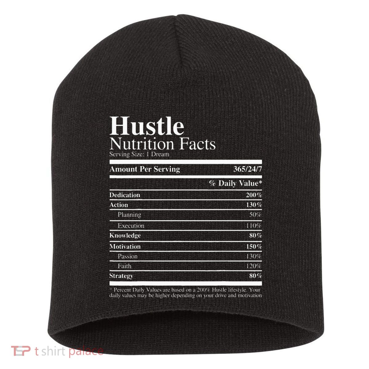 Hustle Nutrition Facts Hustle Hard Short Acrylic Beanie