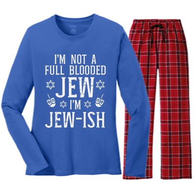 Hanukkah Not Full Blooded Jew Jewish Chanukah  Women's Long Sleeve Flannel Pajama Set 