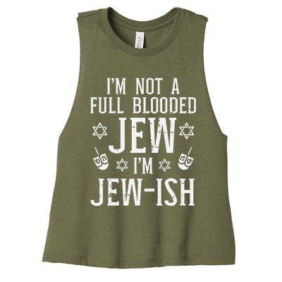 Hanukkah Not Full Blooded Jew Jewish Chanukah  Women's Racerback Cropped Tank