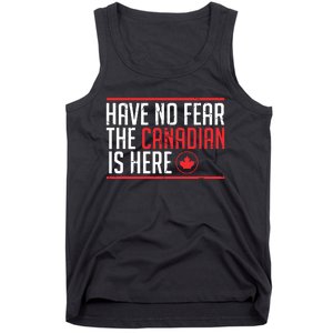 Have No Fear The Canadian Is Here Funny Maple Leaf Graphic Tank Top