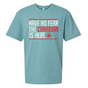 Have No Fear The Canadian Is Here Funny Maple Leaf Graphic Sueded Cloud Jersey T-Shirt