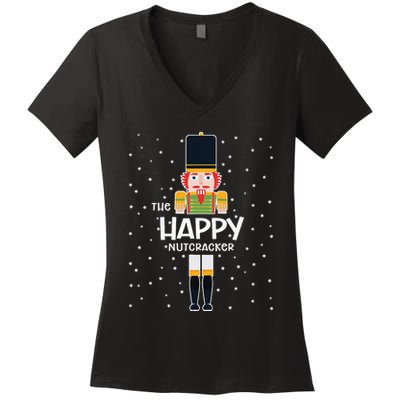 Happy Nutcracker Family Matching Funny Pajama Women's V-Neck T-Shirt