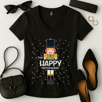 Happy Nutcracker Family Matching Funny Pajama Women's V-Neck T-Shirt