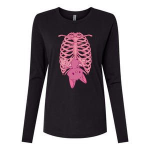 Halloween Nu Goth Pink Bat Pastel Goth Womens Cotton Relaxed Long Sleeve T-Shirt