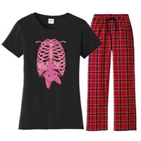 Halloween Nu Goth Pink Bat Pastel Goth Women's Flannel Pajama Set