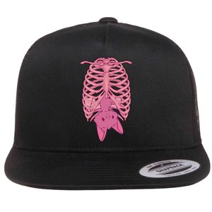 Halloween Nu Goth Pink Bat Pastel Goth Flat Bill Trucker Hat