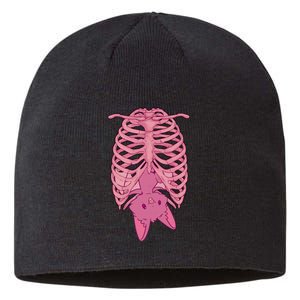 Halloween Nu Goth Pink Bat Pastel Goth Sustainable Beanie