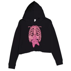 Halloween Nu Goth Pink Bat Pastel Goth Crop Fleece Hoodie