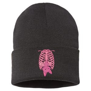 Halloween Nu Goth Pink Bat Pastel Goth Sustainable Knit Beanie