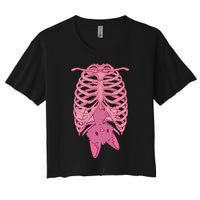 Halloween Nu Goth Pink Bat Pastel Goth Women's Crop Top Tee